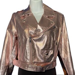Taylor Swift eras tour inspired pink metallic shiny biker jacket